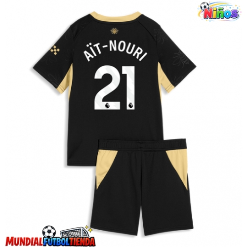Camiseta Manchester City Rayan Ait-Nouri #21 Segunda Equipación Replica 2026-27 para niños mangas cortas (+ Pantalones cortos)